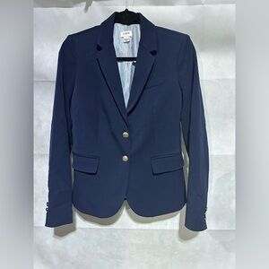 J Crew Women’s 2 Blazer Navy Blue Gold Button School Boy Jacket Classic Preppy